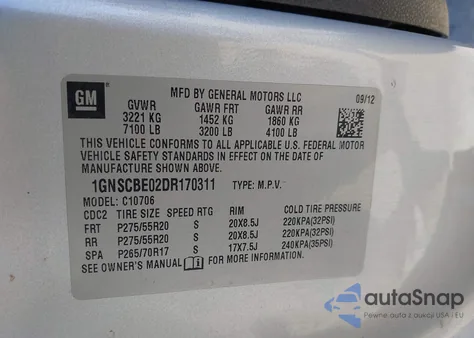 2013 Chevrolet Tahoe Lt from USA, damaged, VIN 1GNSCBE02DR170311